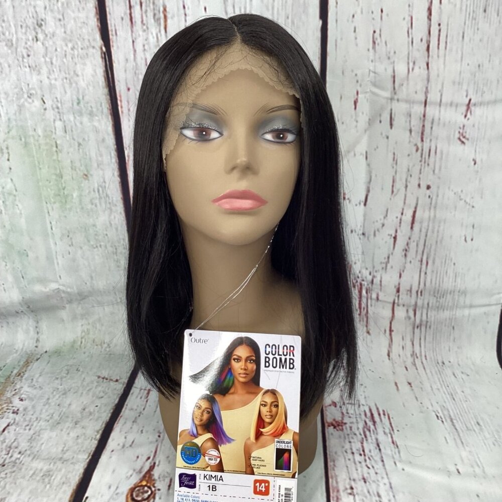 Outre Color Bomb 1B Straight Lace Front Wig - Natural Black
